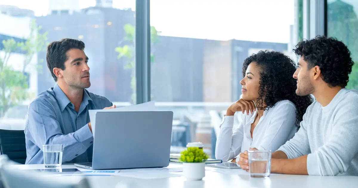 young wealthy couple with young lawyer